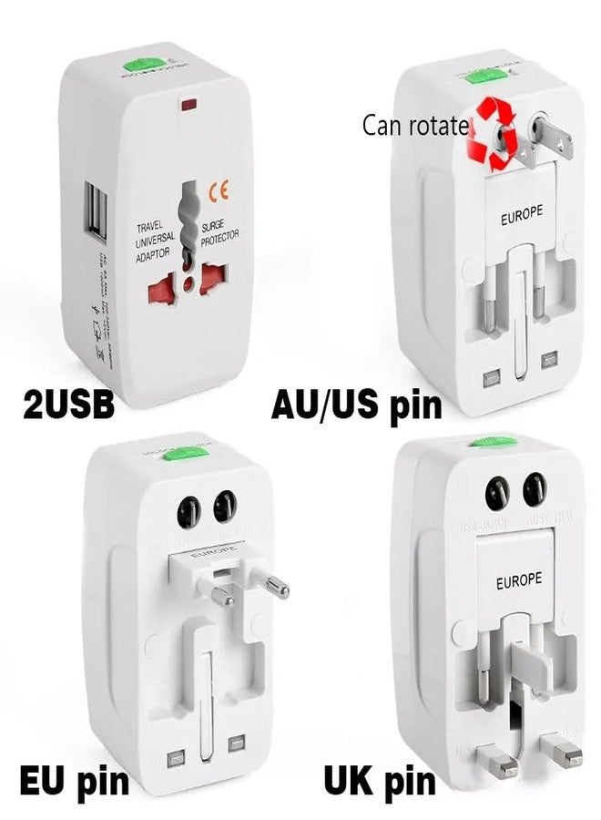 Nirency محول سفر عالمي من نيرنسي، محول سفر دولي متكامل مزود بمنافذ USB، محول عالمي - Image 3